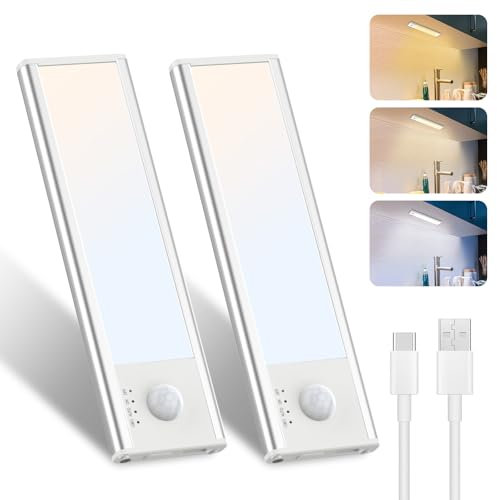 15Cm Led Unterbauleuchte Küche Kabellose - 3000K-4000K-6500K Schrankleuchten Bewegungsmelder Stufenloses Dimmbar Lichtleiste Abnehmbarer Batterie für Kleiderschrank Treppe Bad Und Schränke -2 Stück