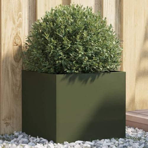 JUDYY Jardinera de Acero Laminado en frío Verde Oliva 42x40x39 cm, Huerto Urbano Terraza, Jardineras Exterior, Jardineria Maceteros, Mesa De Cultivo, Huerto En Casa - 841553