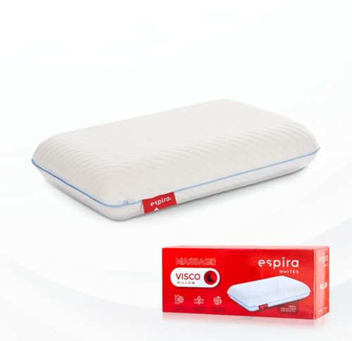 Espira Whites Oreiller Cervical Mémoire de Forme – Oreiller Ergonomique Orthopédique pour Cou, Nuque & Dos, Coussin Cervicales Douloureuses, Anti Ronflement & Apnée du Sommeil Réparateur (40x62x13 cm)