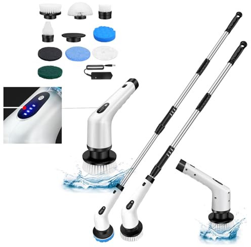 Fugenreiniger Bad 10 In 1 Elektrische Reinigungsbürste Haushalt, Bürste Reinigung 360° Drehen Spin Scrubber, 10 Sustauschbaren Reinigungsköpfen, Drehschrubber 2 Geschwindigkeiten