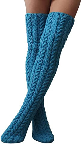 Damen Overknees Strümpfe Kniestrümpfe Winter Strick Thigh Highs Dicke Lange Socken Kniesocken Mädchen Knee High Socks Warm Wintersocken Damen-Kniestrümpfe Stricksocken