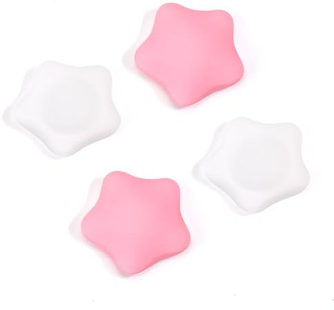 DLseego Capuchons de Poignée de Pouce pour Switch/Switch OLED/Switch Lite,4 Souple Capuchons de Joystick en Silicone Donuts et étoiles,Blanc Rose