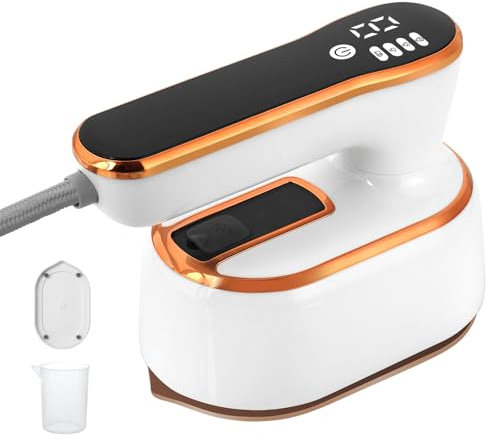 AUAUY Travel Steam Iron - Mini 1000W, Portable, 100ml Water Tank, LED Digital Display, 4 Levels Steam, Foldable for Business, Quilting, Sewing