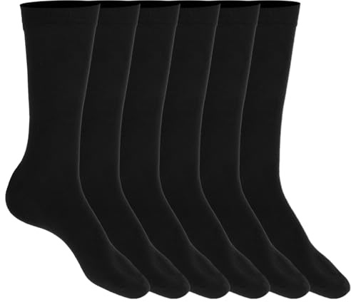 COMNICO Mens Dress Socks, 3 Pairs Black Socks Crew Socks for Men Plain Colors Lightweight Classic Cotton Polyester Socks Soft Cozy Business Men Casual Socks Breathable Athletic Crew Sports Socks