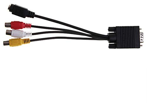 Courtieyeardceastea VGA to S Video 3 RCA Converter AV TV Out Cable Laptop PC HDTV Monitor RCA Connector Video Cord