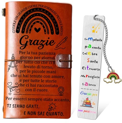 SAKNYUFO Lehrergeschenk, Ledertagebuch zum Jahresende, Lehrer-Lesezeichen-Geschenk, Lehrer-Geschenkideen, Lehrergeschenk, Grundschullehrer-Geschenk, personalisiertes Lehrergeschenk, Dankeschön-Lehrer