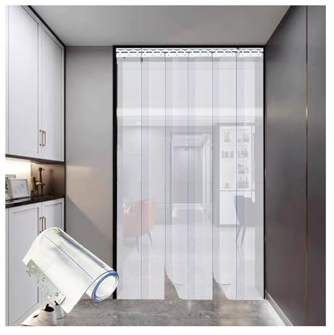 LGJEGD 1 mm Dicke, durchsichtige PVC-Vorhänge, Türvorhang aus Kunststoffstreifen, Vinyl-Gefriervorhang (90x350cm/35.43x137.8in)