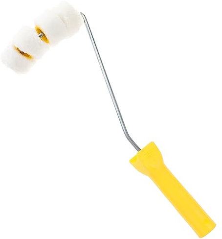 Tofficu 4-Wheel Paint Roller Brush for Wall Painting, Portable Tube Paint Brush Acrylic White Medium Bristles, Household Roller Tool for Smooth Finish