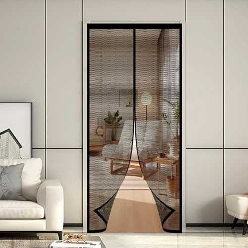 Fliegengitter Balkontür Magnet Insektenschutz Tür 73 x 230 cm Magnetisches Moskitonetz Zur Einfachen Montage Ohne Bohren für Haustür Terrassentür, Schwarz