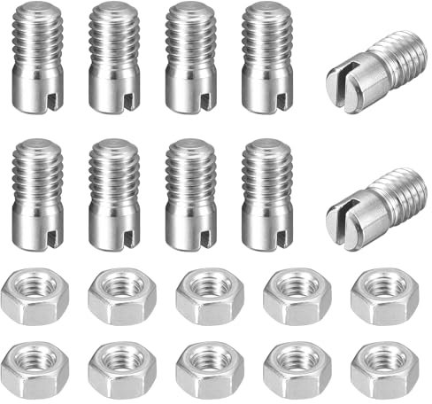 sourcing map 10 perni cilindrici con intaglio, M6 x 10 mm, in acciaio inossidabile 304, con filettatura esterna, viti con scanalatura con dado per installazione di mobili per armadi (GB878)