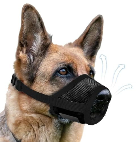 Maulkorb aus weichem Netzstoff für kleine, mittelgroße Hunde, atmungsaktiv, verstellbar, trinkbar, Anti-Biss- und Anti-Bell-Maulkorb für Chihuahua, Bulldogge, Deutscher Schäferhund, rutschfest und