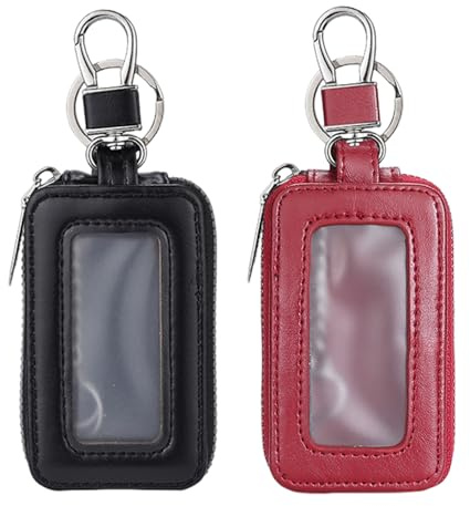 HDGSAFD 2 Housses De Clé De Voiture, Boîte De Porte-Clés De Voiture en Cuir, Housse De Protection pour Clé Portable, Sac De Rangement pour Clé De Contrôle D'Accès, Rouge Vin.
