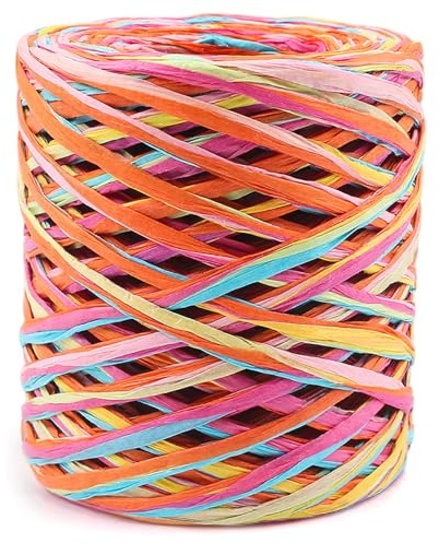 Raffia Ribbon 6 Riboli di carta colorata 80 m/262 piedi String di carta per imballaggio in scatola che avvolge decorazioni artistiche fai -da -te decorazione per feste, rafia