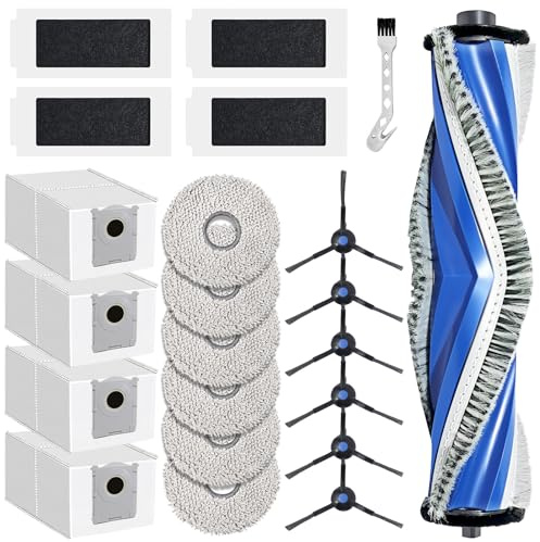 KiimSin 22 Pièces Accessoires pour ECOVACS DEEBOT T30C Pro Omni aspirateur rechange,1 brosse principale,6 serpillières,4 sacs à poussière,4 filtres,6 brosses latérales