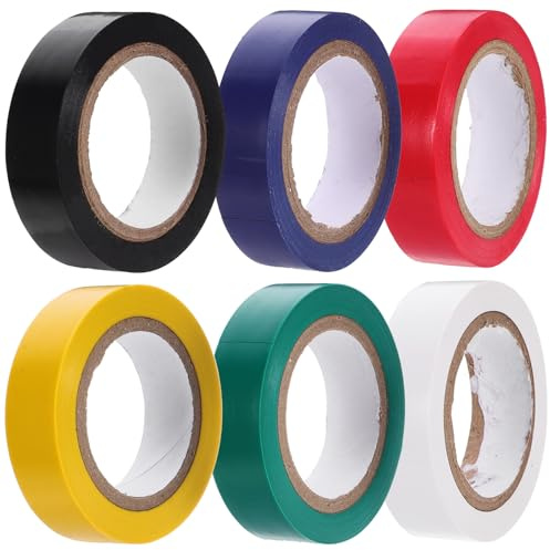 iplusmile 6 rollos Cinta Aislante Eléctrica de Colores PVC Adhesiva Alta Temperatura para Cables Automoción y Bricolaje