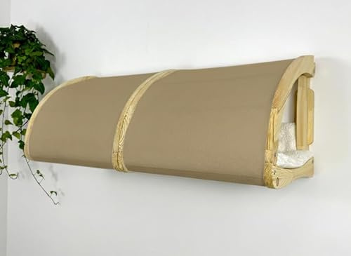 RshPets® Wandhöhlen Set – 2er Set wandmontierte Katzenhöhlen mit Kissen – Katzen Tunnel Set aus 15 mm Birkensperrholz – modernes Katzenmöbel für Wandmontage – Katzenbetten 86x34 cm (Helle Farbe)