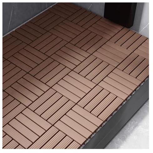 Tapis Piscine Dalle Sol Emboîtable avec Drainage Surélevé et Antidérapant Caillebotis Douche Salle Bain(Brown)