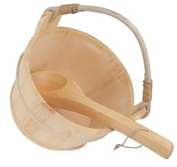dijiusidy Cubo y cucharón para sauna, barriles de Para madera hechos a mano, de gran capacidad, duraderos y resistentes al desgaste. Juego cubo y cucharón para sauna, hecho a mano para baño.
