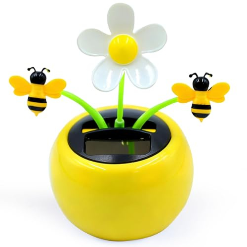 JOCNIKA Solar Dancing Flowers Sunflower Decoration Sunflower Solar Powered Dancing Flowers Cute Car Decor for Men Women Funny Swinging Flower Ornaments for Office Desk Car Home Decorations (Yellow)