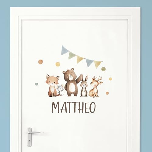 Little Deco Türaufkleber, Wandtattoo Kinderzimmer, Waldtiere | Wandsticker, Sticker personalisiert, Babyzimmer Deko, Wunschtext Aufkleber, Tür Namensschilder Kinder, Stickers selbstklebend