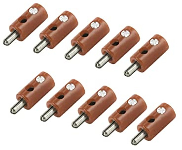 WITTKOWARE HO-Stecker/Zwergstecker mit 2,6mm Pin-Ø und Querloch, Schraubanschluss, 10 Stück, braun