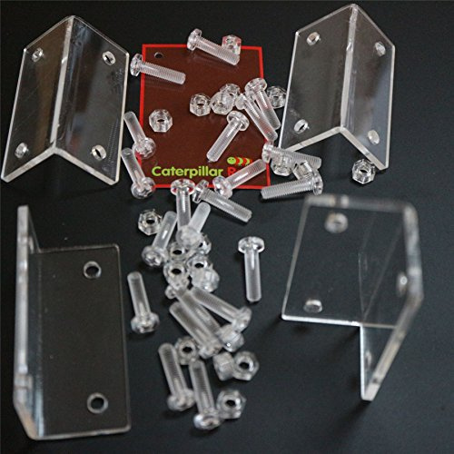 4x L-Winkel, transparentes Acryl 2.5mm + 20 M5-Schrauben | Transparenter Acryl-Eckwinkel für unauffällige Befestigungen an Regalen, Vitrinen und Möbeln