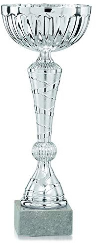 S.B.J - Sportland silbener Pokal mit Verzierungen am Pokalfuss ca. 35 cm