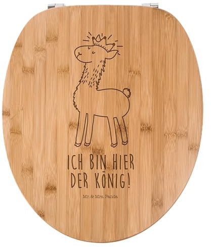 Mr. & Mrs. Panda WC Sitz Lama König - Geschenk, WC-Sitz, Lamas, Toilettendeckel, Toilette, Klobrille, Abi, Kollegin, Klodeckel, Alpaka