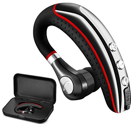 OPINAY Bluetooth Headset,Wireless v5.0 Business Bluetooth Earpiece in Ear Lightweight Sweatproof Earphones with Mic Work for Cell Phones for Office/Workout/Driving Red