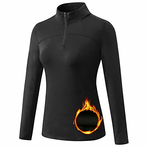 TERODACO Womens Thermal Tops Half Zip Long Sleeve Warm UPF 50+ Base Layer | Ladies Running Hiking Ski Underwear for Wicking Quick Dry Lightweight