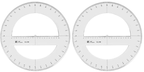 2PCS Goniometro Rotondo, 360 Gradi Plastica Strumenti di Misurazione Matematica Organica Semicerchio Cerchio Goniometro Disegno Modello di Disegno Righello Strumento di Progettazione, 30 CM