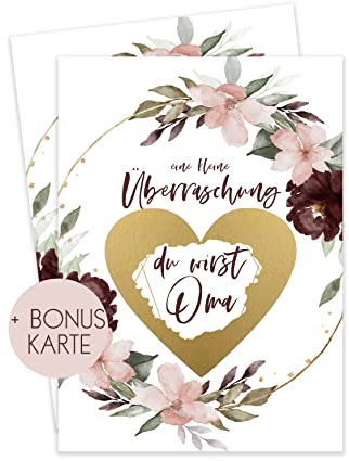 HIMMEL.HERZ.PAPIER Du wirst Oma - Ihr werdet Oma und Opa - Geschenkidee Oma und Opa - Du wirst Oma Überraschung - Bordeaux