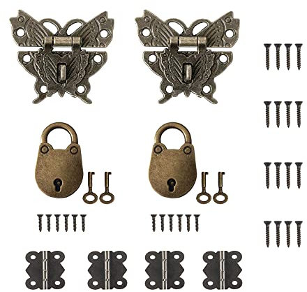 CYIOU Set di 12 lucchetti vintage a forma di farfalla, in lega anticata, multifunzionale, decorativo, per la casa, piccoli oggetti, valigie, portagioie (con viti)