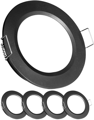 acegoo 4 x LED Einbaustrahler 12V Spots Ultra Flach 2,5W Einbauleuchten Loch 57-64mm 215lm CRI 93 Dimmbar Einbauspots für Boot Wohnmobil Camper Bad Möbel Schrank, 5000K Schwarz