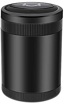 Tragbarer Aschenbecher mit Deckel,Aschenbecher mit Automatischer Induktionsöffnung Auto Blau Led Light Smokeless Cup Hochflammhemmender Auto Rauchende Zigarette Aschenbecher Halter Schwarz