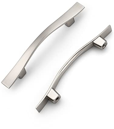 KNOBWELL 30 Pack 3 inch Cabinet Handles Brushed Nickel, Silver Drawer Pulls Vintage Cabinet Door Handles for Cupboard Vanity Closet, 4-3/4 Overall Length