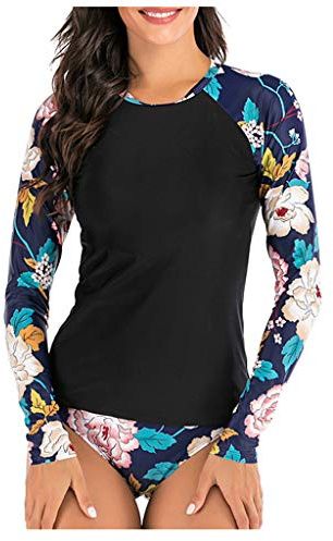 Camiseta de Natación de Manga Larga para Mujer, Protección Solar UV, Traje de Baño, Ropa de Baño, Tallas S-XXL