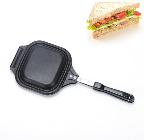 Double Sided Frying Pan, Breakfast Sandwich Maker Double Pan for Fluffy Pancakes, Omelets, Frittatas Pancake Pan Sandwich Pan Nonstick Sandwich Panini Maker Pan Pancake Pan