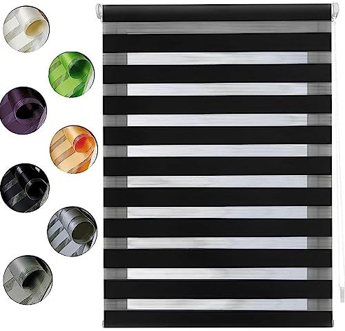 Fenster Verdunklungsstoff 50x280cm Höhe Stufenlos Verstellbar Dachfenster Verdunkelungsrollo mit Bohren Klemmfix für Fenster und Tür, Schwarz