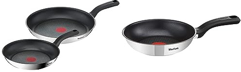 Tefal Comfort Max Set 2 poêles 24/28 cm, Acier inoxydable de première qualité, Indicateur & Comfort Max Poêle 20 cm, Acier inoxydable haute qualité, Indicateur de température Thermo-Spot