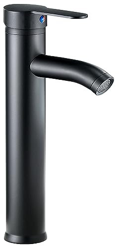 Rubinetto lavabo nero alto opaco acciaio inox monocomando acqua fredda e calda con tubi inclusi rubinetto bagno nero beccuccio alto