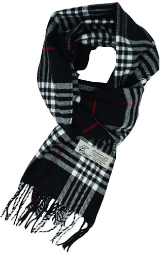 Glory Max Unisex Classic Tartan Plaid Winter Scarf Soft Cashmere Feel 72x12 (Black)