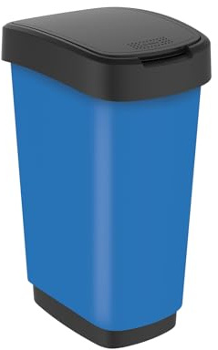 Rotho Twist Mülleimer 50l mit Deckel, Kunststoff (PP) BPA-frei, blau, 50l (40.1 x 29.8 x 60.2 cm)