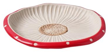 soulnioi Mushroom Salad Plate, Ceramic Cute Dessert Plate, 8 inch Polka Dot Serving Tray Dinner Plate - Round Plate