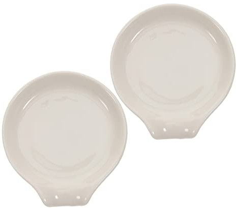 PRETYZOOM Ceramic Spoon Rest Spoon Holder Set Small Smooth Scoop Tray for Kitchen Use 2pcs Daily Use Dinner Scoop Tray