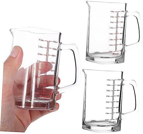 Cabilock 4 taza medidora vaso medidor de onzas vaso medidor de ml para liquido taza de cafe tazas cafe tazas de café de vidrio tazas de espresso tazas medidoras transparentes