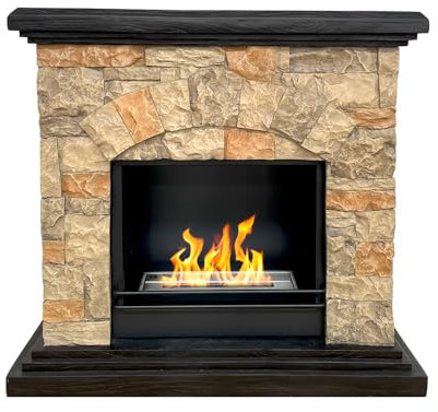 Divina Fire Belluno - Chimenea de bioetanol de Tierra con Efecto de Piedra sintética, 105 x 38 x 100 cm