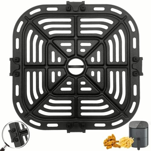 Parrilla para freidora de aire para COSORI Air Fryer Pro LE 5 QT, piezas de repuesto de parrilla antiadherente de 21 cm * 21 cm cuadrada, bandeja para freidora de aire, placa crujiente, bandeja con