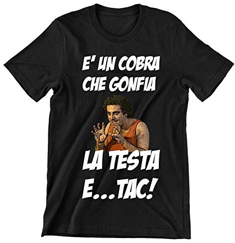 Incidiamo T-Shirt Uomo Film Cult Ugo Loris Batacchi E' Un Cobra Che gonfia la Testa e Tac - Film Cult Italiani - Maglietta Manica Corta Nera Taglia XL