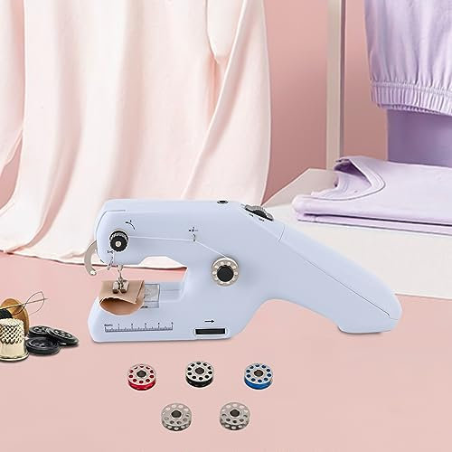 Elektrische Handnähmaschine Tragbare Mini Nähmaschine Reisenähmaschine Mini-Handnähmaschine Nähen Stitch Werkzeug für Kleidung, Stoffvorhänge, DIY-Haushalt und Reisen (Weiß)
